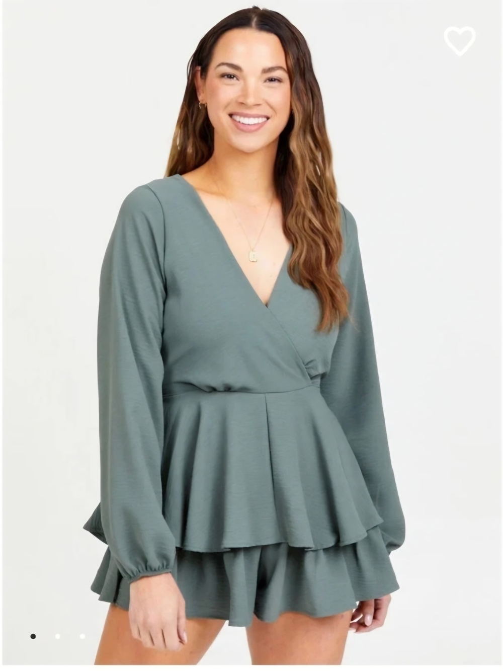 Altar'd State Allistair Romper Olive Green Tiered Wrap M